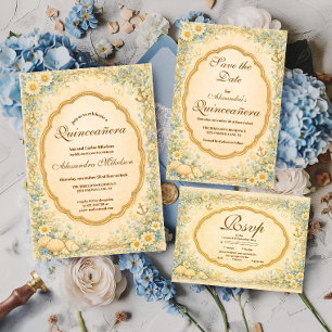 Tarjeta De Confirmación De Asistencia Quinceañera Vintage Costa Daisy