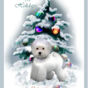 Tarjeta Festiva Regalos de Navidades de Bichon Frise