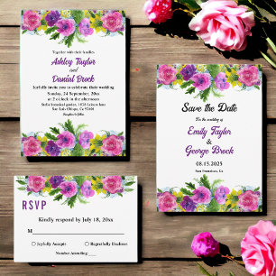 Invitación Boho Colorful Flowers Boda Botánico Floral