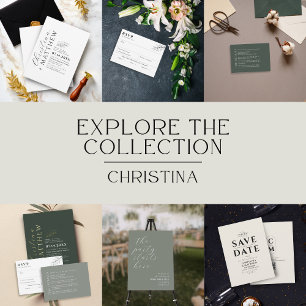 Invitación Boda de sabio verde Minimalista moderno