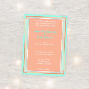 Invitación Geométrico Cantaloupe Turquoise