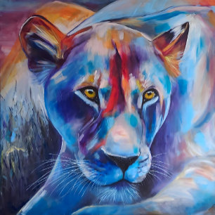 Reloj Cuadrado Retrato de gato salvaje pintado a mano