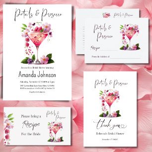 Tarjeta Pequeña Receta de ducha de novia floral de Petales y Prose