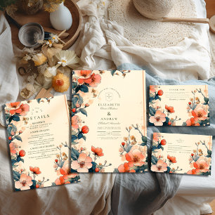 Tarjeta De Agradecimiento Elegante Boda de Art Nouveau floral