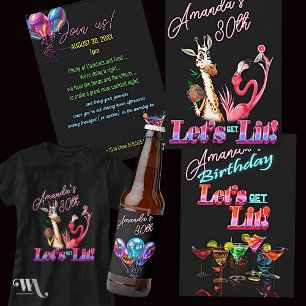 Posavasos De Papel Neon Blacklight Abstract Glass Birthday