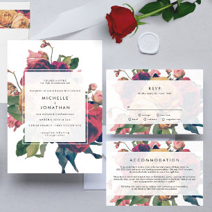 Invitación Rosas antiguos invitan a bodas de vintage