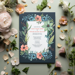 Invitación Whimsical Floral Salmon Blue Green Boda