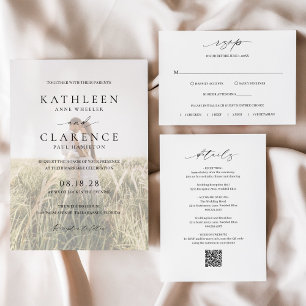 Tarjeta De Recepción Boda de código QR clásico mínimo simple