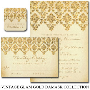 Invitación La colección de bodas de oro de Glam Vintage