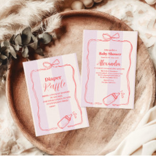 Invitación Coquette Bow Baby Shower de banda rosa