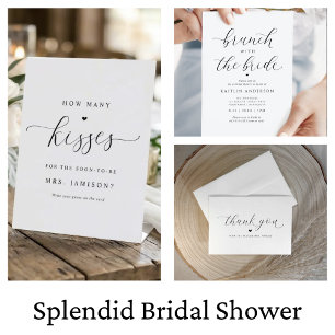 Invitación Ducha Bridal De Lujo Elegante Caligrafía Romántica