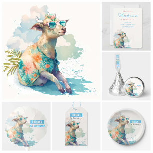 Cabra acuarela - Tarjeta de invitación por cumplea