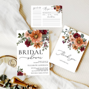 Tarjeta de recetada de ducha de novia floral de co