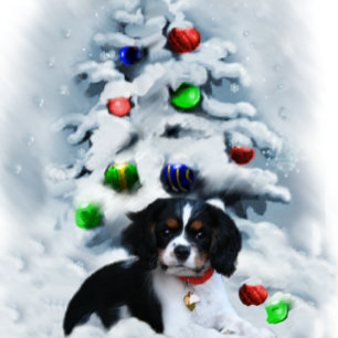 Tarjeta Festiva Navidades de Cavalier King Charles Spaniel