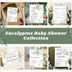 Invitación Eucalyptus Jaula Botánica Baby Shower Verde
