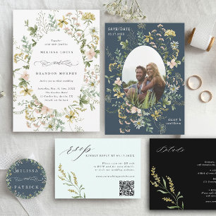 Invitación Boda De Marco De Oval De Flores Silvestres