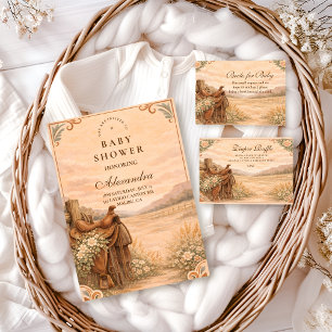 Tarjeta De Recepción Rifa de pañal de flor silvestre de silla de montar