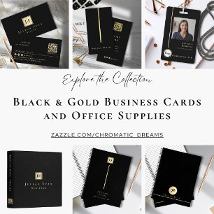 Cuaderno Monograma moderno negro y oro Espiral ejecutiva