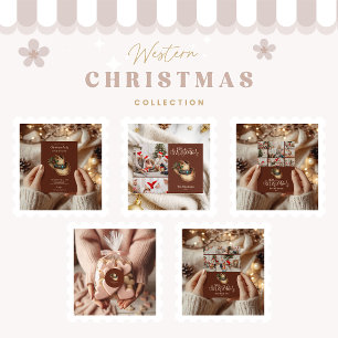 Tarjeta Festiva 3 Navidades Gorras de Cowboy occidentales fotográf