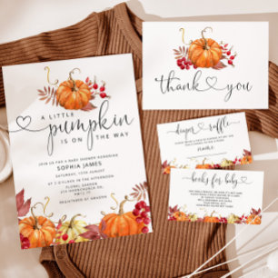 Tarjeta De Recepción Libros de caída de calabaza acuarela para boleto d