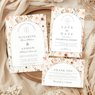 Tarjeta De Agradecimiento Jardín de Boda de delicadas flores silvestres