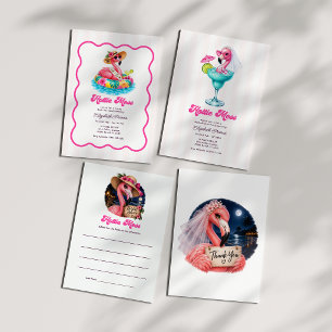 Tarjeta De Agradecimiento Foto de fiesta de soltera de flamenco rosa calient