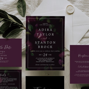 Invitación Moody Purple Blogs   Boda de patrón negro