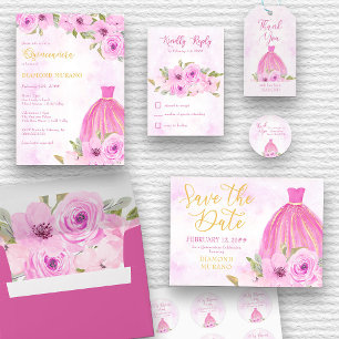 Tarjeta De Confirmación De Asistencia Floral rosa y caligrafía bonito