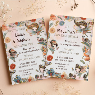 Invitación Brunette Fairy Birthday Enchanted Forest Fiesta
