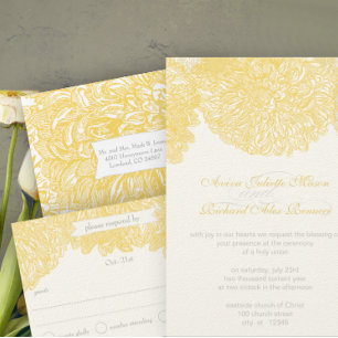 Invitaciones de casamiento con crisantemo floral m