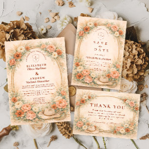 Tarjeta De Agradecimiento Boda Romántica de Rancherita Occidental