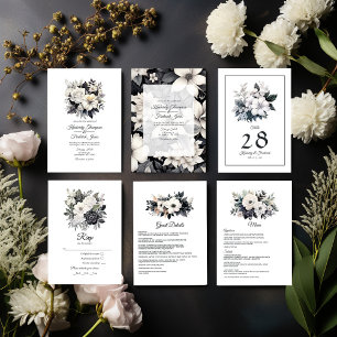 Invitación Boda floral blanco y negro