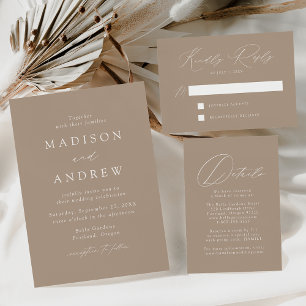 Invitación Taupe Modern Elegance Photo Boda