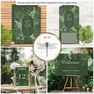 Tarjeta De Agradecimiento Boda verde esmeralda del follaje verde de ferrina 