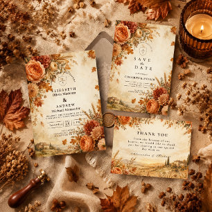 Tarjeta De Agradecimiento Boda rústica de otoño sin tiempo