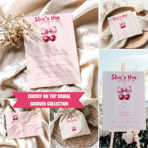 Pegatina Redonda Coquette Cherry On Top Bridal Shower