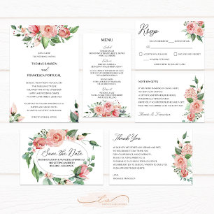 Invitación a casar con acuarela floral Rosa