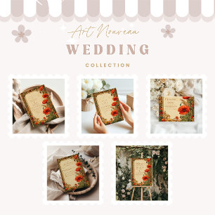 Tarjeta De Agradecimiento Boda de disquetera de Art Nouveau