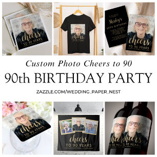 Servilleta De Papel Foto de la fiesta de cumpleaños número 90 con guió