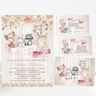 Invitación Sweet Rustic Forest Woodland Animal Baby Shower