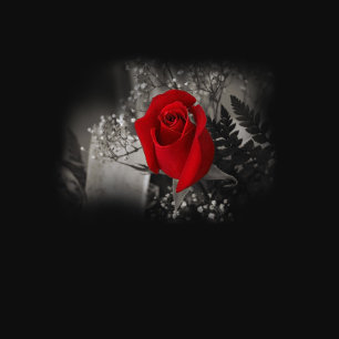 Invitación Elegante Rosa Roja Negro y Boda Blanco