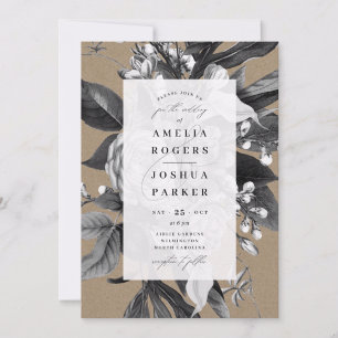 Invitación Boda floral industrial de Moda rusa Kraft