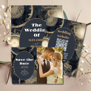 Flyer Boda Celestial de Oro Plateado Elegante