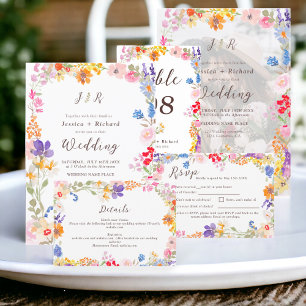 Invitación Boho garden verano floral 2 foto iniciales boda