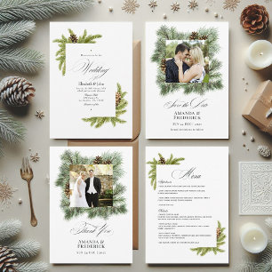 Invitación Evergreen Pines Winter Wonderland Boda QR Code