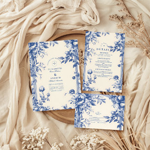 Tarjeta De Agradecimiento Boda Floral Azul de Victoria