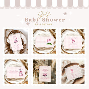 Tarjeta De Recepción Chica rosado Golf Baby Shower Note para bebé