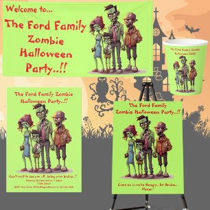 Invitación Fiesta de Halloween de la Familia Zombie para Niño