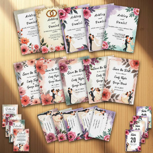 Invitación Elegante Novia Romántica Y Boda Floral Groom