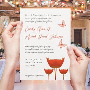 Invitación de boda de mariposa monarca amapola nar
